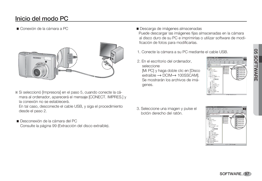 Samsung EC-S85ZZBBA/AS, EC-S85ZZSBA/E1, EC-S85ZZSBA/E2 manual Seleccione una imagen y pulse el botón derecho del ratón 