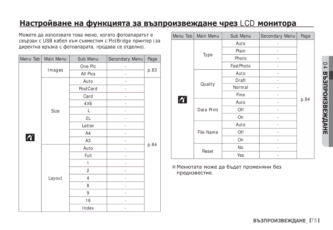 Samsung EC-S85ZZSBB/E3, EC-S85ZZBDA/E3 manual ȌȐȘȍȒȚȕȈ ȊȘȢȏȒȈ ș ȜȖȚȖȈȗȈȘȈȚȈ, ȗȘȖȌȈȊȈ șȍ ȖȚȌȍȓȕȖ, Menu Tab Main Menu 