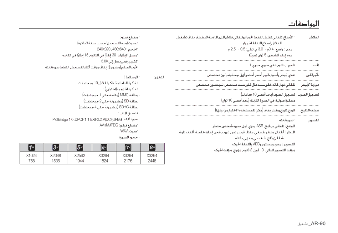 Samsung EC-S85ZZSBA/RU, EC-S85ZZSBB/E3 manual WAV ȝǞǧ·, ȜƾŸƾŴ 10 ǟƫŻȖǋƇŮ ȝǞƫŽȚǚƸƆƉů, ǀƄŮƾŰȜȤǞǧ, 768 1536 1944 1824 2176 2448 