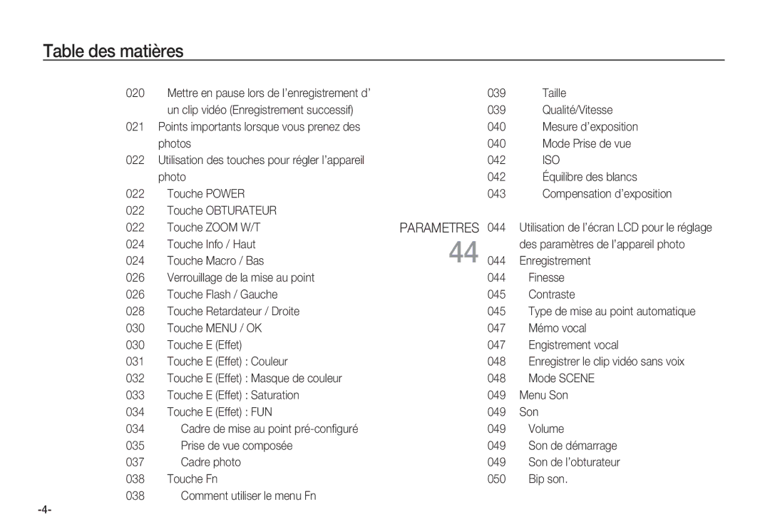 Samsung EC-S85ZZBDA/E3, EC-S85ZZSBB/E3, EC-S85ZZSBA/E1, EC-S85ZZPBA/E2, EC-S85ZZBBA/E2 manual 039, Bip son, Qualité/Vitesse 