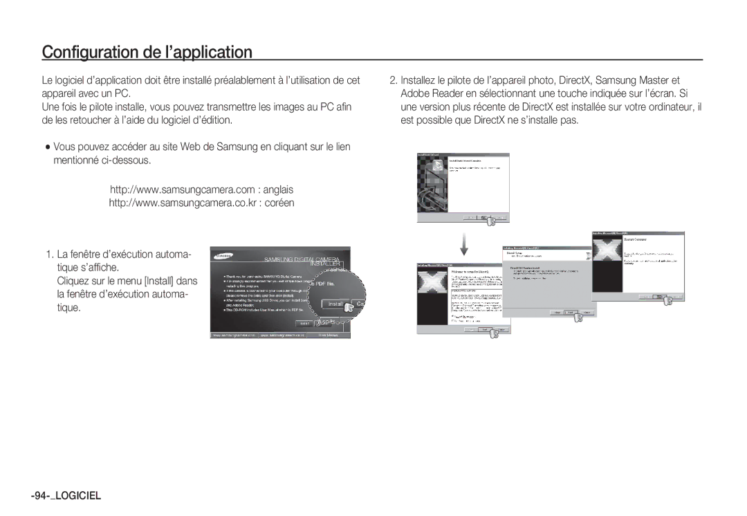 Samsung EC-S85ZZBDA/E3, EC-S85ZZSBB/E3, EC-S85ZZSBA/E1, EC-S85ZZPBA/E2, EC-S85ZZBBA/E2 Configuration de l’application, Tique 