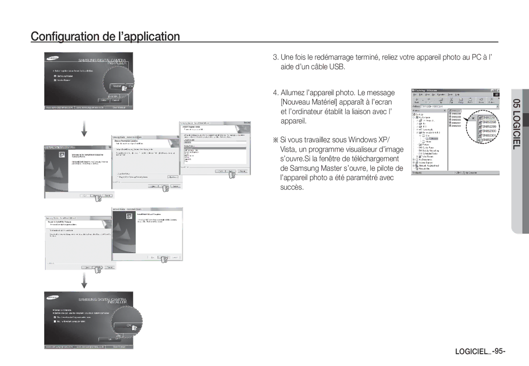 Samsung EC-S85ZZSBA/E2, EC-S85ZZSBB/E3, EC-S85ZZSBA/E1, EC-S85ZZPBA/E2, EC-S85ZZBBA/E2 manual Configuration de l’application 