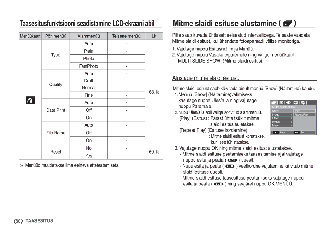 Samsung EC-S860ZSBA/RU, EC-S860ZBBA/RU, EC-S760ZSBA/RU Mitme slaidi esituse alustamine ❸, Alustage mitme slaidi esitust 