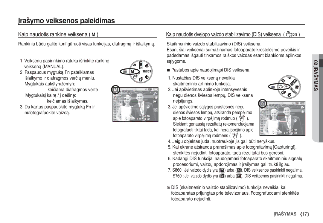 Samsung EC-S860ZBBA/RU, EC-S860ZSBA/RU, EC-S760ZSBA/RU manual Kaip naudotis rankine veiksena ¸, Keičiama diafragmos vertė 