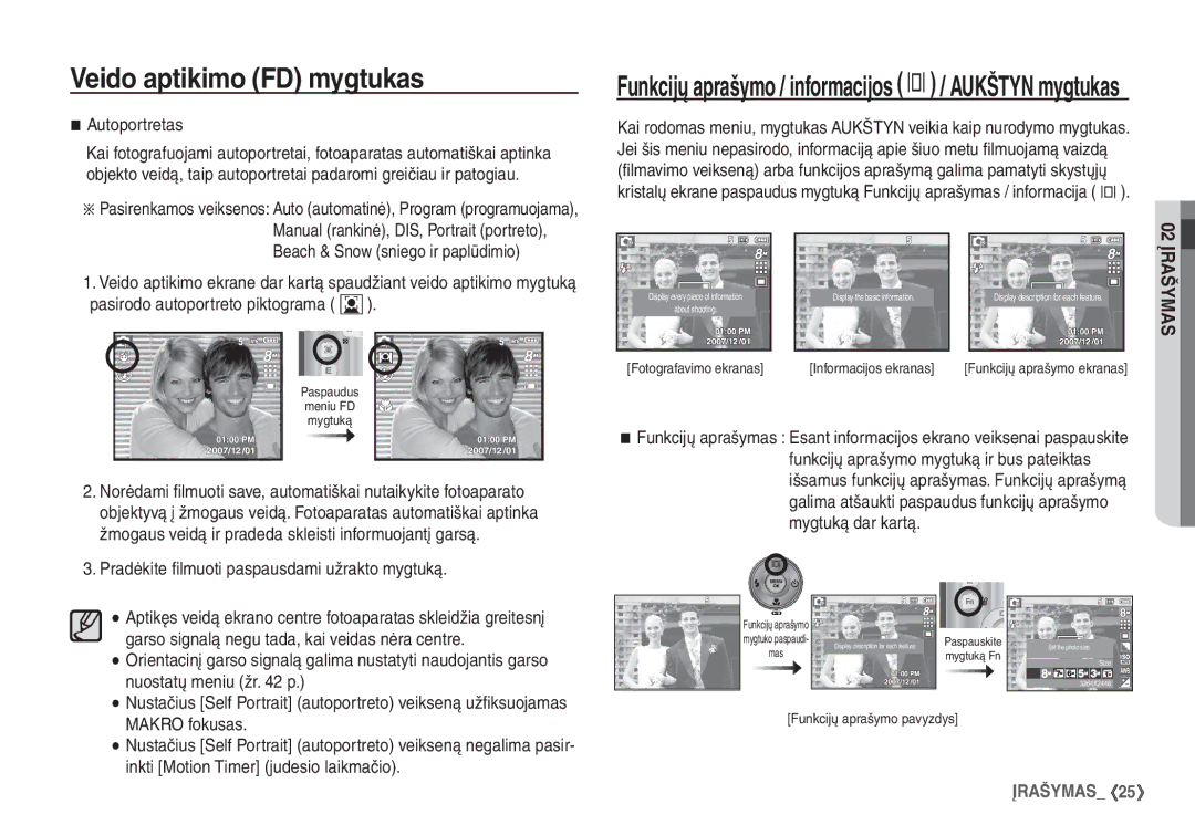 Samsung EC-S760ZSBA/RU, EC-S860ZBBA/RU, EC-S860ZSBA/RU, EC-S860ZBBA/LV Funkcijų aprašymo / informacijos î / Aukštyn mygtukas 