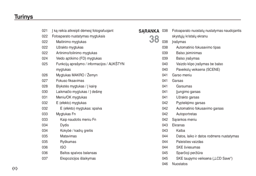 Samsung EC-S760ZBBA/LV Ką reikia atkreipti dėmesį fotografuojant, Maitinimo mygtukas Įrašymas, Fokuso ﬁksavimas 041 Garsas 