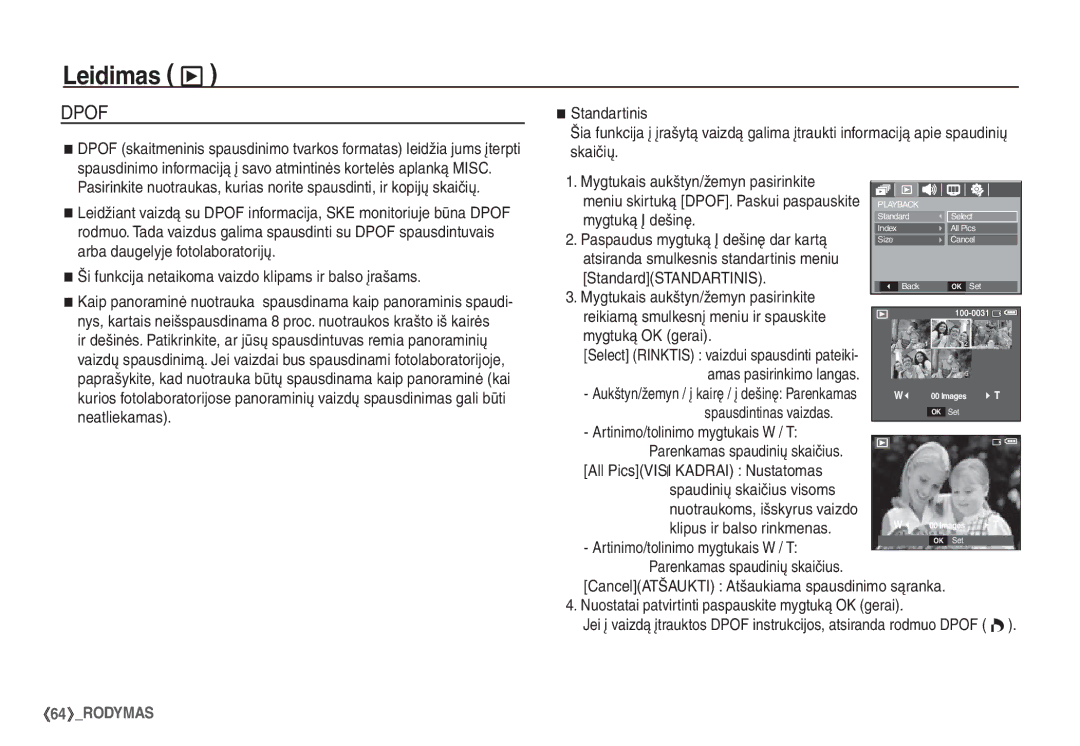 Samsung EC-S760ZBBA/LV Standartinis, Skaičių Mygtukais aukštyn/žemyn pasirinkite, Mygtuką Į dešinę, Spausdintinas vaizdas 