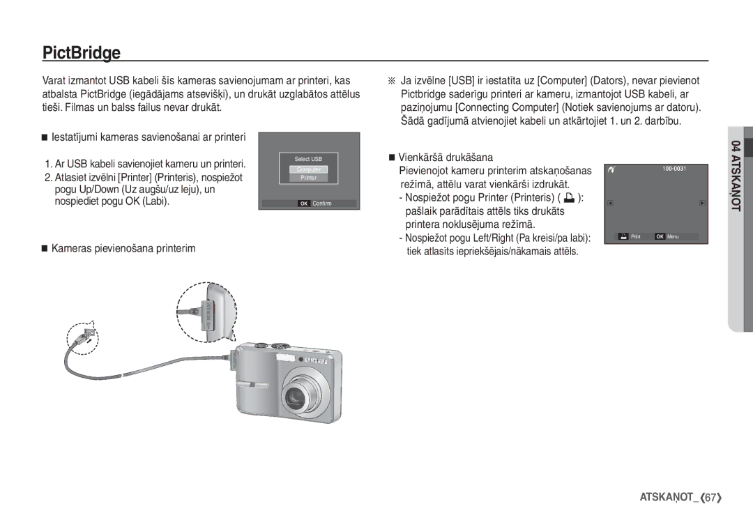 Samsung EC-S760ZSBA/RU, EC-S860ZBBA/RU, EC-S860ZSBA/RU, EC-S860ZBBA/LV, EC-S760ZSBA/LV, EC-S760ZBBA/LV manual PictBridge 