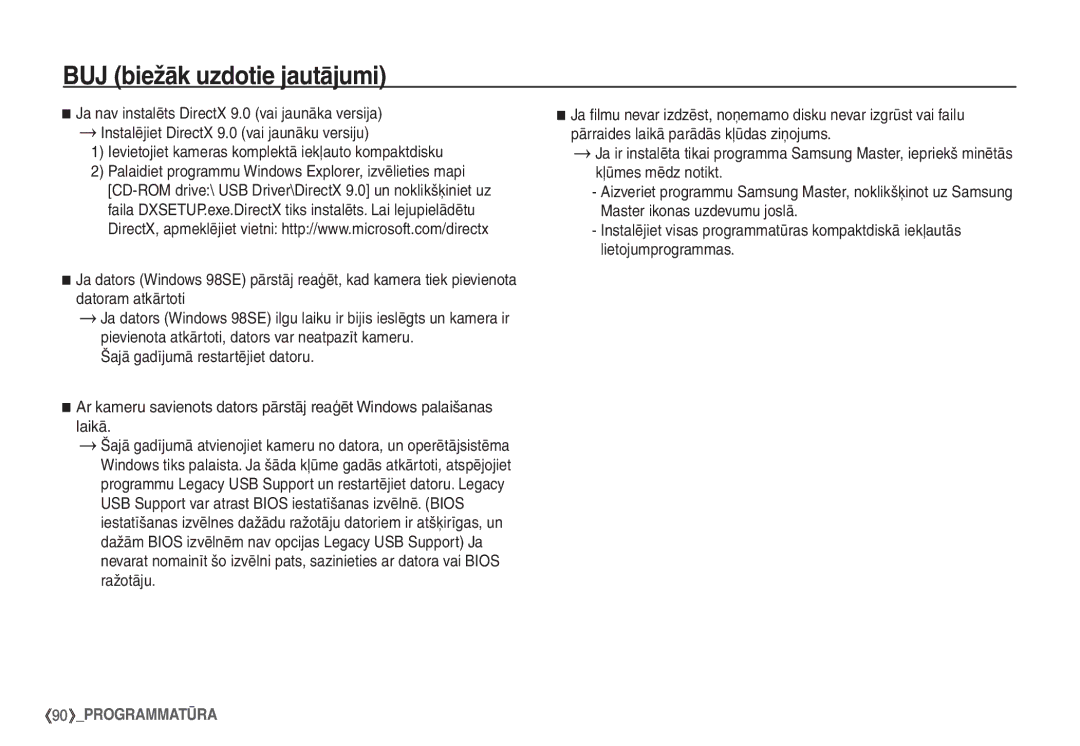 Samsung EC-S860ZSBA/RU, EC-S860ZBBA/RU, EC-S760ZSBA/RU, EC-S860ZBBA/LV, EC-S760ZSBA/LV manual BUJ biežāk uzdotie jautājumi 