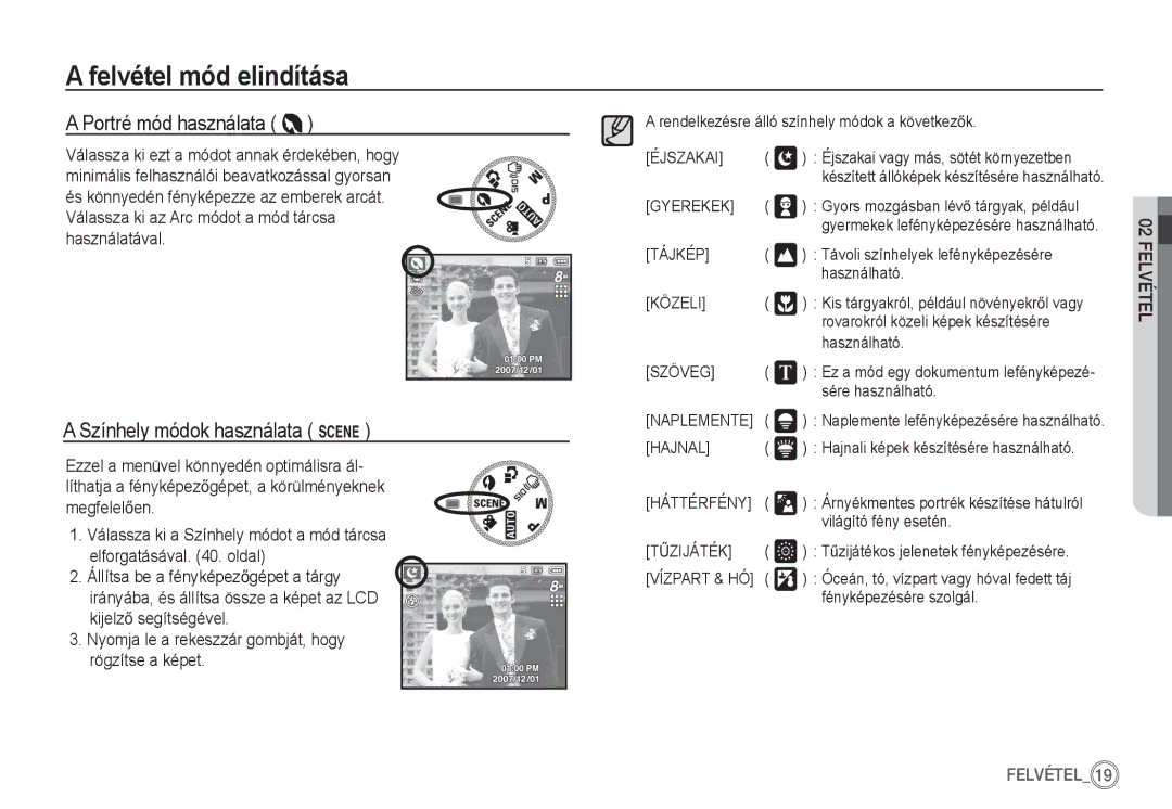 Samsung EC-S860ZBBB/E1, EC-S860ZSBA/FR manual Portré mód használata, Válassza ki az Arc módot a mód tárcsa használatával 