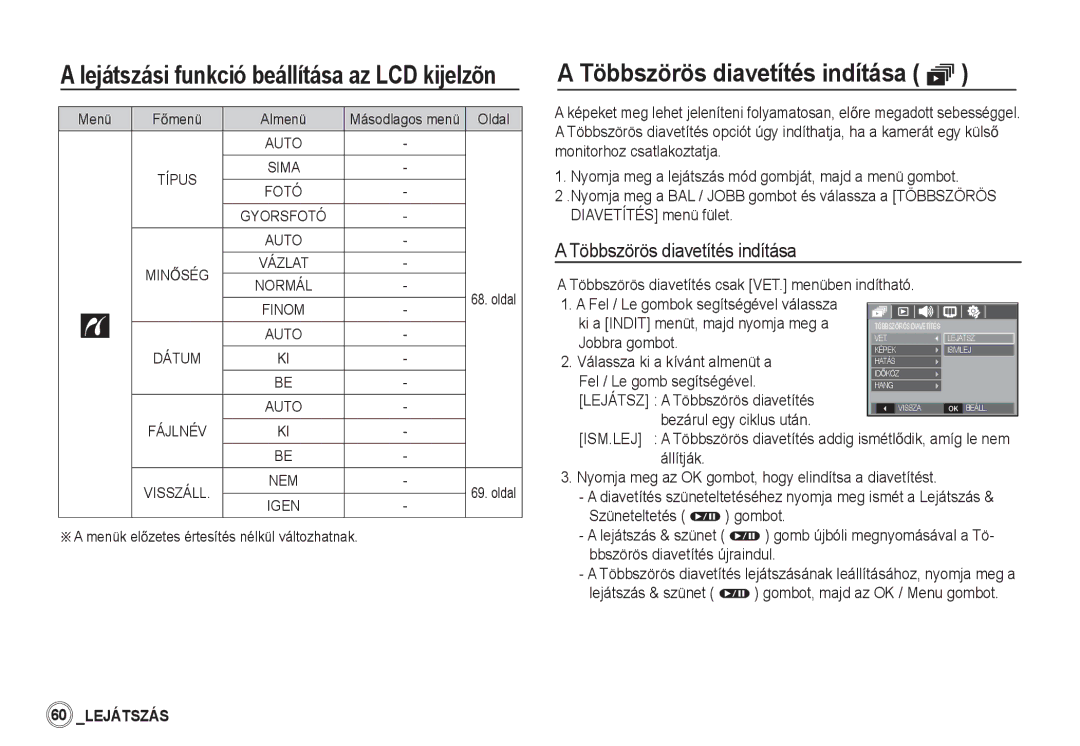 Samsung EC-S760ZSBA/FR, EC-S860ZSBA/FR, EC-S760ZPDA/E3, EC-S860ZSDA/E3, EC-S860ZPDA/E3 manual Többszörös diavetítés indítása ❸ 