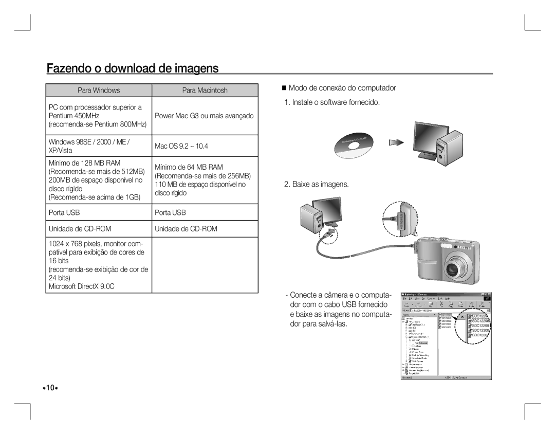 Samsung EC-S760ZSBB/AR, EC-S860ZSBA/FR manual Fazendo o download de imagens, Disco rígido, Porta USB Unidade de CD-ROM, Bits 