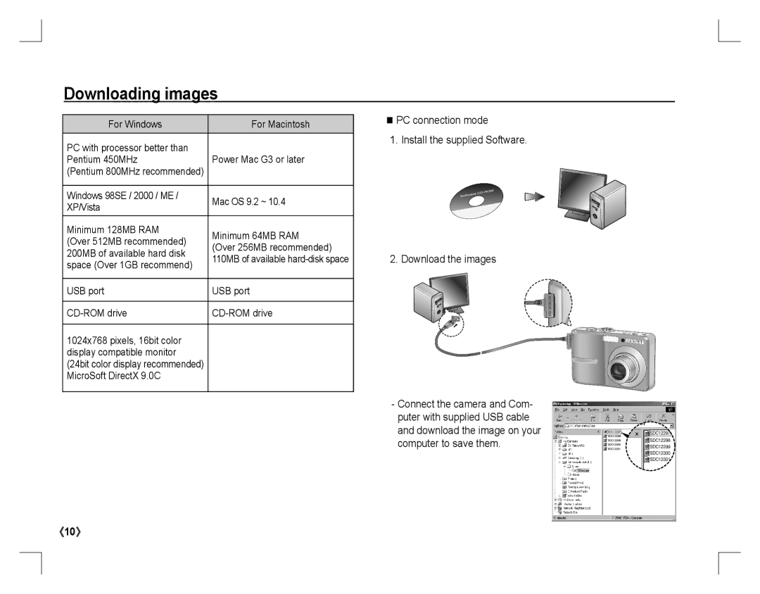 Samsung EC-S760ZSBA/GB, EC-S860ZSBA/FR, EC-S860U01KFR, EC-S760ZPDA/E3, EC-S860ZUAA Downloading images, MicroSoft DirectX 9.0C 