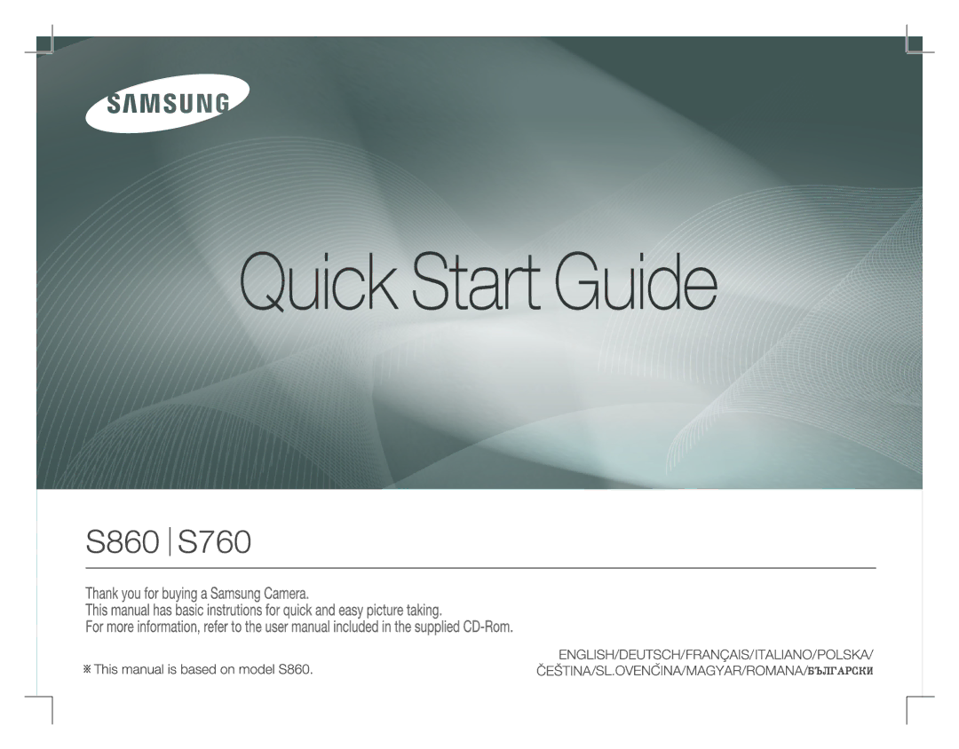 Samsung EC-S860U01KFR, EC-S860ZSBA/FR, EC-S760ZPDA/E3, EC-S860ZSDA/E3, EC-S860ZPDA/E3, EC-S860ZBDA/E3, EC-S760U01KFR manual 