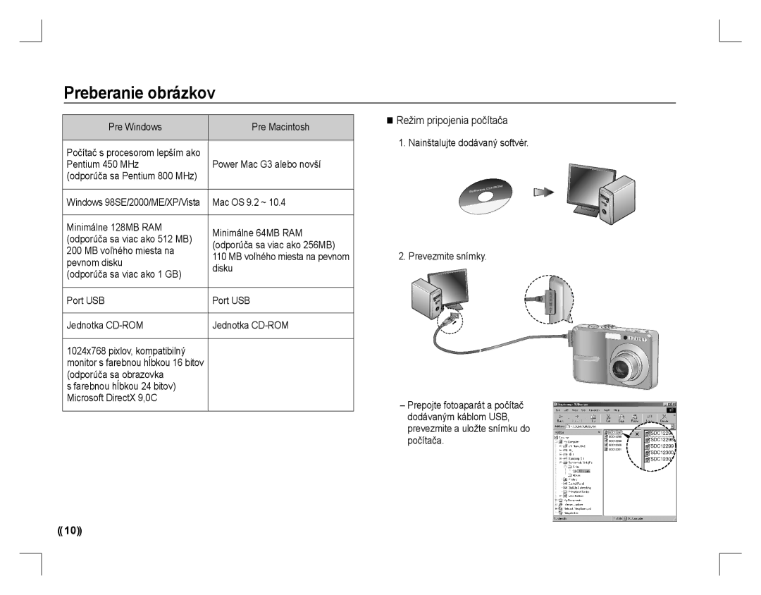 Samsung EC-S760ZSBB/AR, EC-S860ZSBA/FR, EC-S860U01KFR, EC-S760ZPDA/E3 manual Preberanie obrázkov, Režim pripojenia počítača 