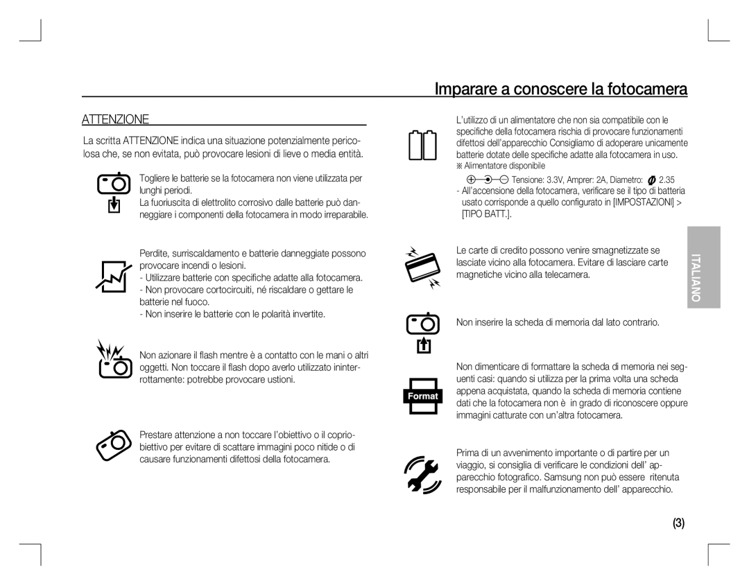 Samsung EC-S760ZUBA/AS, EC-S860ZSBA/FR, EC-S860U01KFR, EC-S760ZPDA/E3 manual Attenzione, Magnetiche vicino alla telecamera 