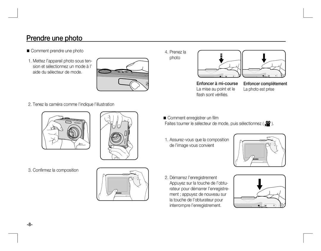 Samsung EC-S860P01KFR manual Prendre une photo, Comment prendre une photo, La photo est prise, La mise au point et le 