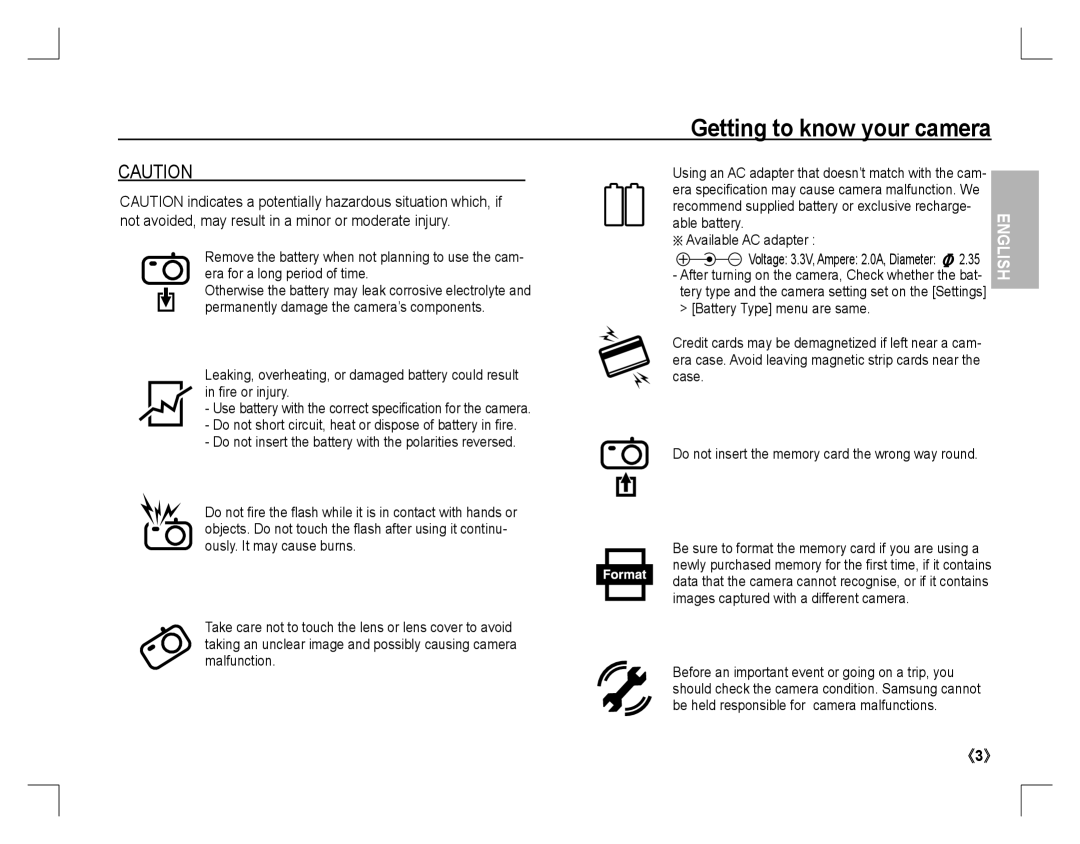 Samsung EC-S860ZPDA/E3, EC-S860ZSBA/FR, EC-S860U01KFR, EC-S760ZPDA/E3 manual Do not insert the memory card the wrong way round 