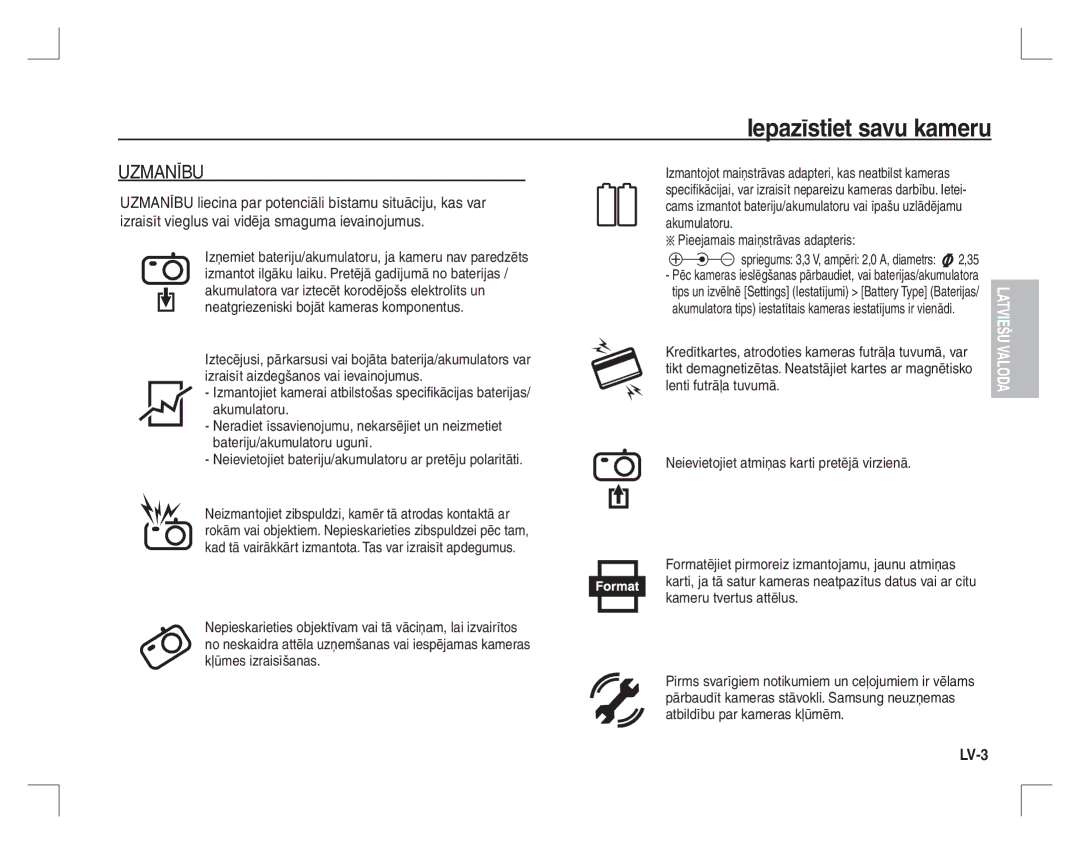 Samsung EC-S860ZUBA/E1, EC-S860ZSBA/FR, EC-S860U01KFR, EC-S760ZPDA/E3, EC-S860ZSDA/E3 LV-3, Pieejamais maiņstrāvas adapteris 