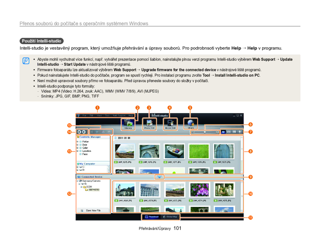 Samsung EC-SH100ZBPRE3, EC-SH100ZBPBE1, EC-SH100ZBPBE3, EC-SH100ZBPSE3 manual Použití Intelli-studio 
