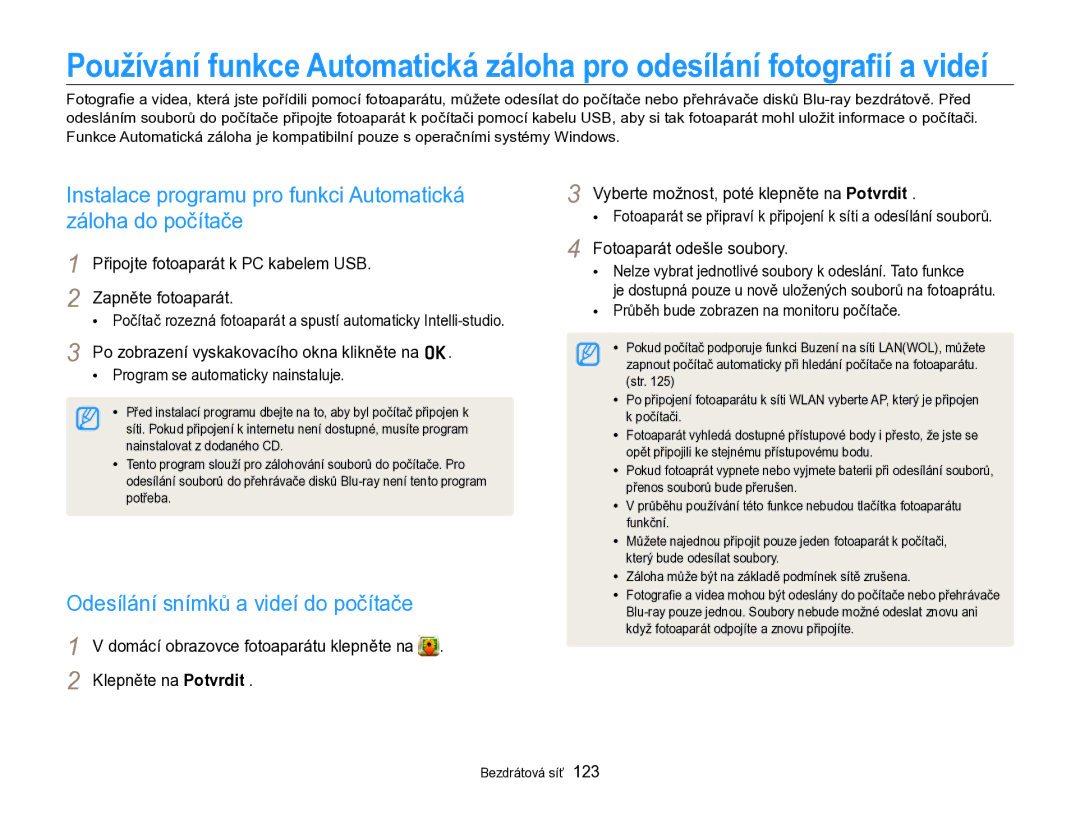 Samsung EC-SH100ZBPBE1, EC-SH100ZBPBE3, EC-SH100ZBPRE3, EC-SH100ZBPSE3 manual Odesílání snímků a videí do počítače 