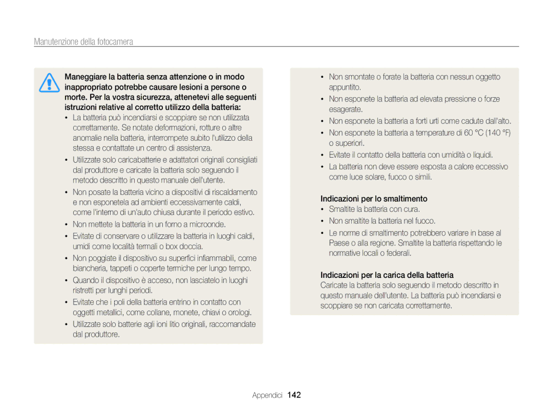 Samsung EC-SH100ZBPSE1 manual Non mettete la batteria in un forno a microonde, Indicazioni per la carica della batteria 