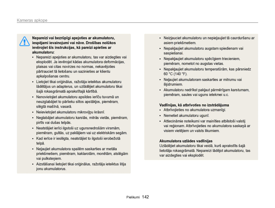 Samsung EC-SH100ZBPBE2 manual Vadlīnijas, kā atbrīvoties no izstrādājuma, Akumulatora uzlādes vadlīnijas 