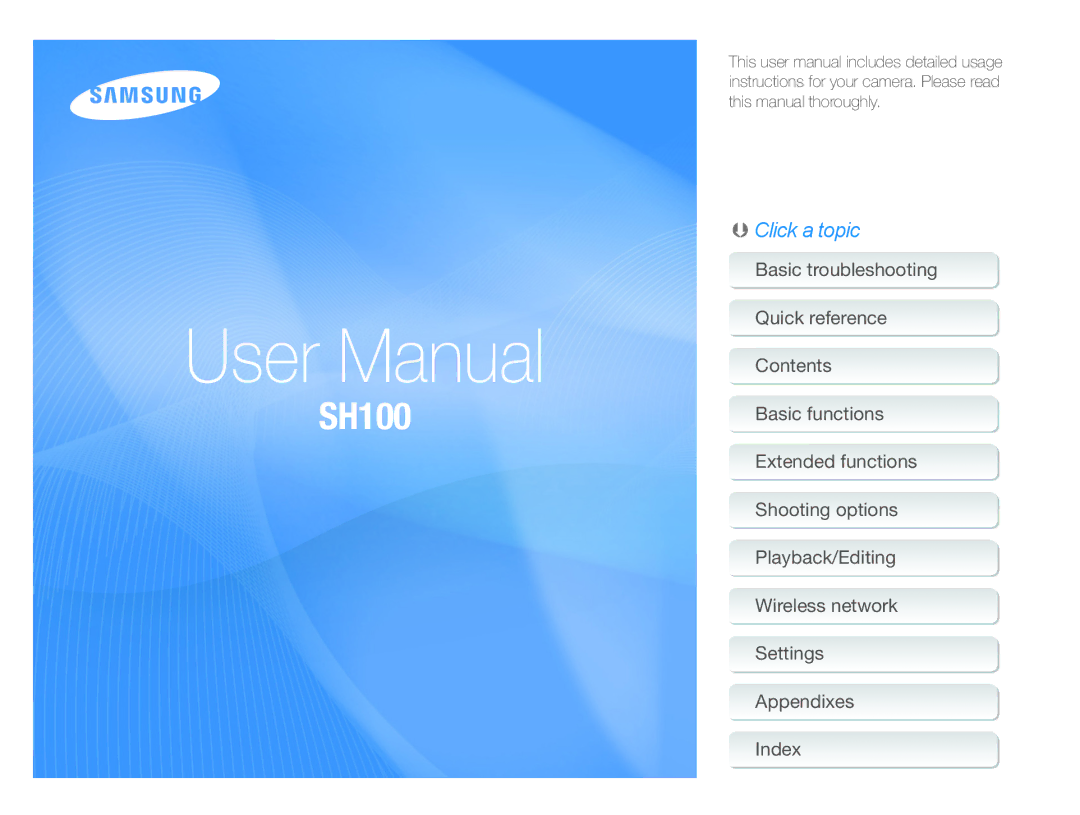 Samsung EC-SH100ZBPBE3, EC-SH100ZBPBE1, EC-SH100ZBPRE3, EC-SH100ZBPSE3, EC-SH100ZBPSE2, EC-SH100ZBPRE2, EC-SH100ZBPBE2 manual 