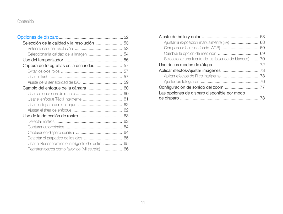 Samsung EC-SH100ZBPRE1, EC-SH100ZBPBE1 manual Contenido 