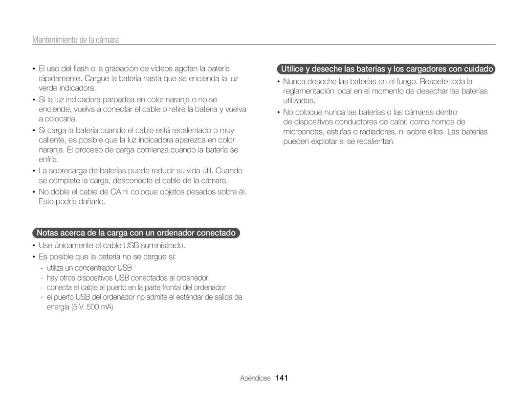 Samsung EC-SH100ZBPRE1, EC-SH100ZBPBE1 manual Notas acerca de la carga con un ordenador conectado 