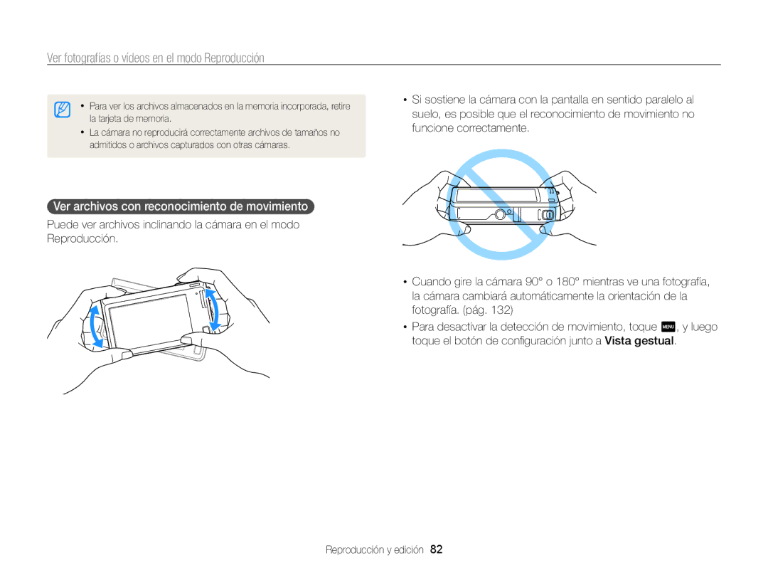 Samsung EC-SH100ZBPBE1 Ver fotografías o vídeos en el modo Reproducción, Ver archivos con reconocimiento de movimiento 