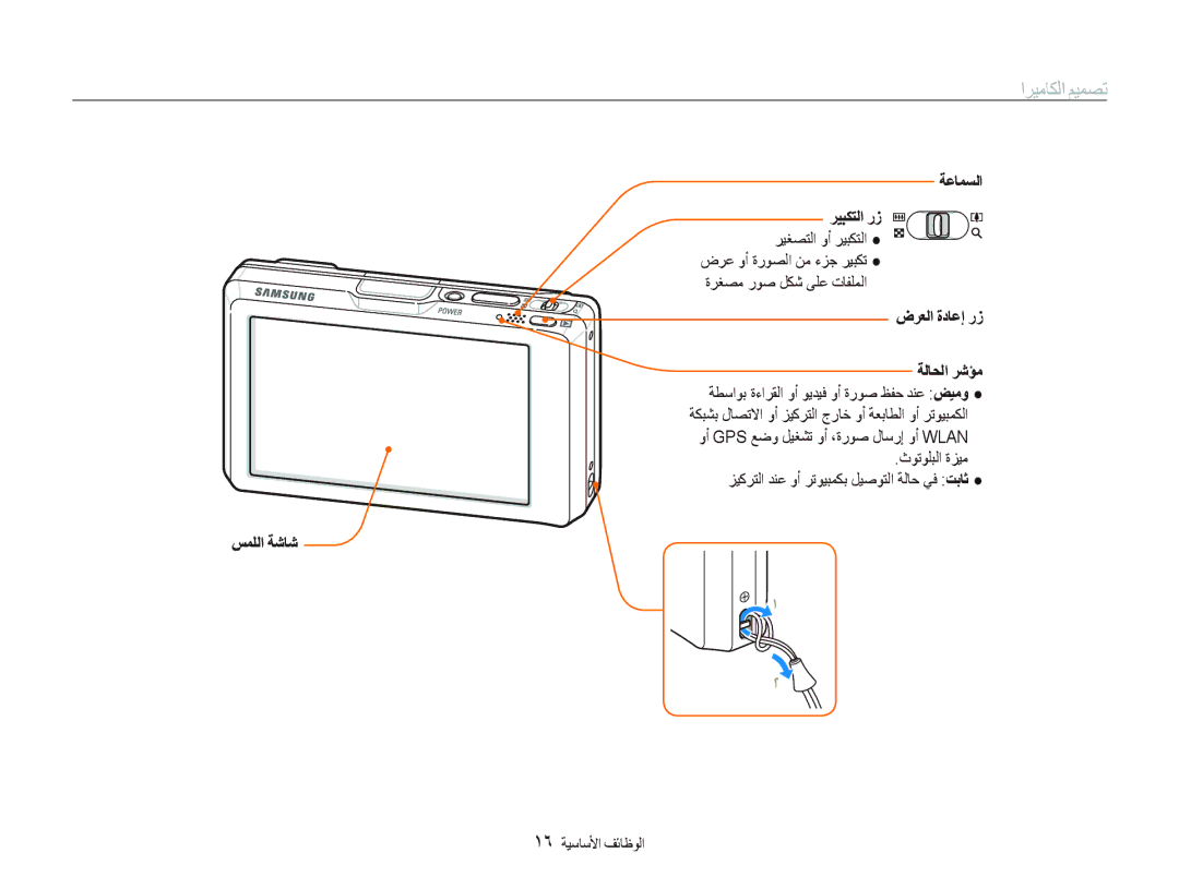 Samsung EC-ST1000BPRSA, EC-ST1000BPBE1, EC-ST1000BPSSA, EC-ST1000BPSME ﺍﺮﻴﻣﺎﻜﻟﺍ ﻢﻴﻤﺼﺗ, ﺔﻋﺎﻤﺴﻟﺍ, ﺽﺮﻌﻟﺍ ﺓﺩﺎﻋﺇ ﺭﺯ, ﺲﻤﻠﻟﺍ ﺔﺷﺎﺷ 