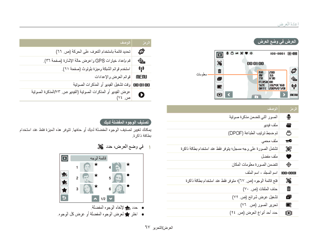 Samsung EC-ST1000BPUME manual ﻚﻳﺪﻟ ﺔﻠﻀﻔﻤﻟﺍ ﻩﻮﺟﻮﻟﺍ ﻒﻴﻨﺼﺗ, ﺩﺪﺣ ،ﺽﺮﻌﻟﺍ ﻊﺿﻭ ﻲﻓ, ﺔﻠﻀﻔﻤﻟﺍ ﻩﻮﺟﻮﻟﺍ ءﺎﻐﻟﻹ ﺩﺪﺣ, ﺽﺮﻌﻟﺍ ﻊﺿﻭ ﻲﻓ ﺽﺮﻌﻟﺍ 