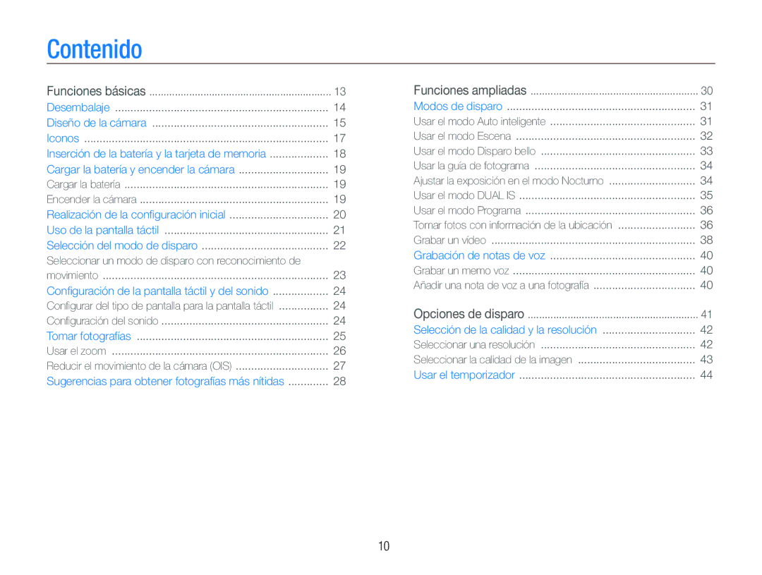 Samsung EC-ST1000BPGZA, EC-ST1000BPBE1, EC-ST1000BPSE3 manual Contenido, Seleccionar un modo de disparo con reconocimiento de 