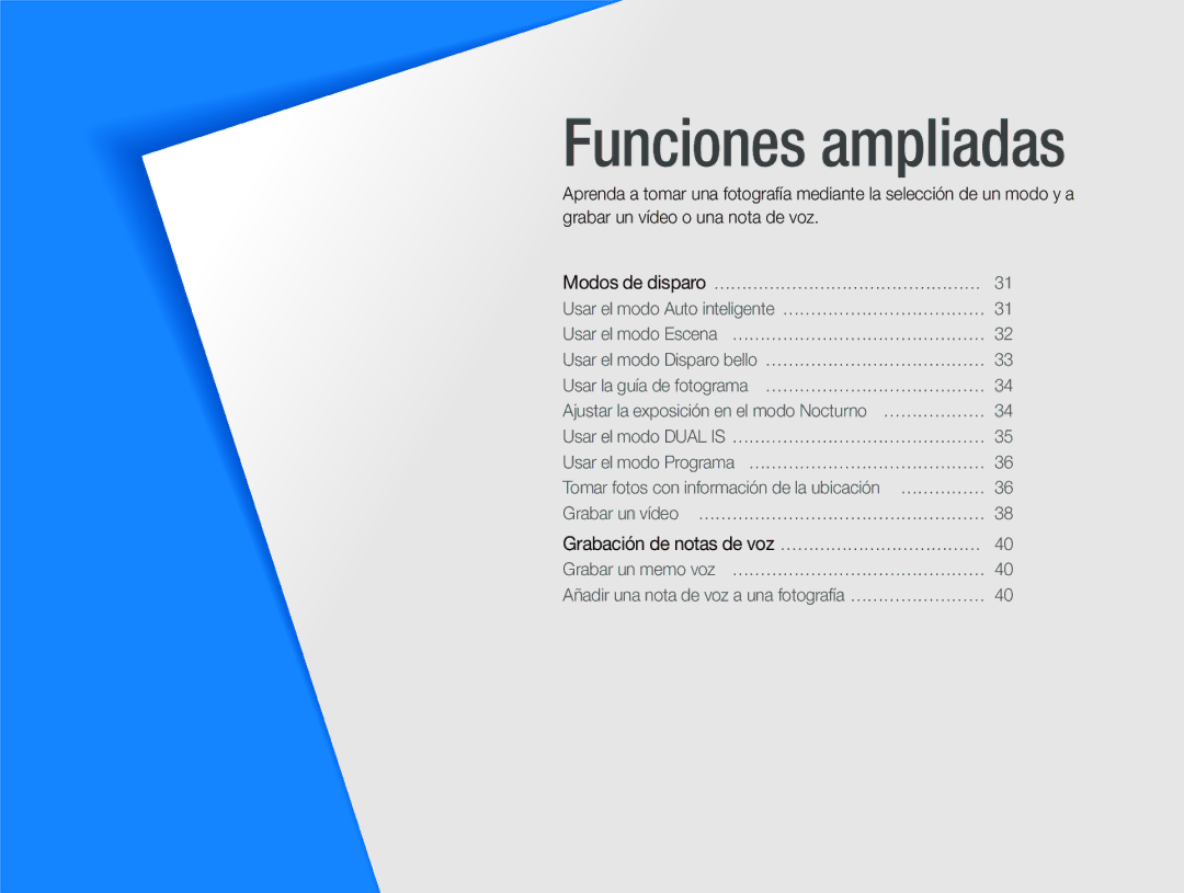 Samsung EC-ST1000BPSE3, EC-ST1000BPBE1, EC-ST1000BPGZA manual Funciones ampliadas 