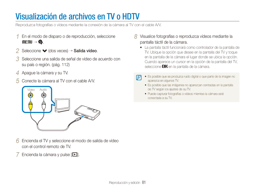 Samsung EC-ST1000BPSE3, EC-ST1000BPBE1, EC-ST1000BPGZA manual Visualización de archivos en TV o Hdtv 