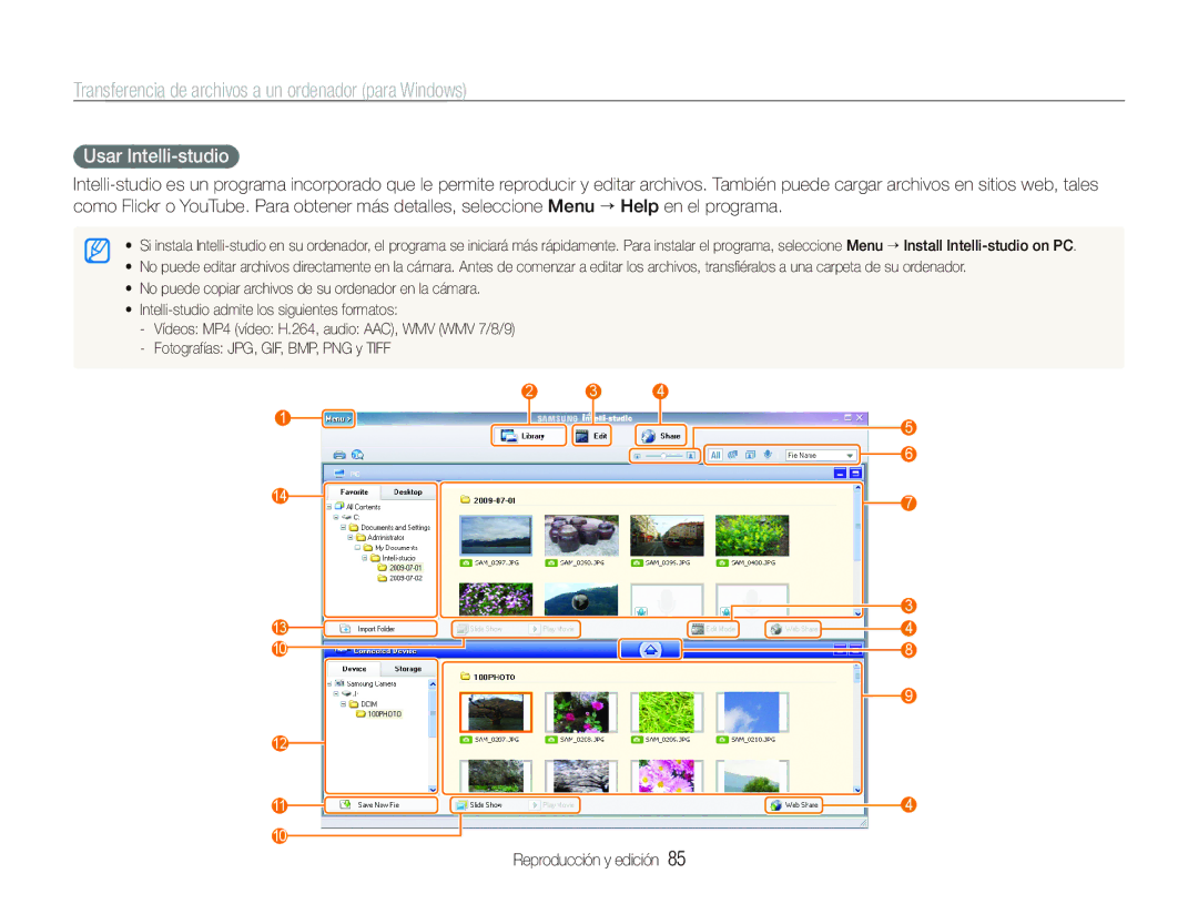 Samsung EC-ST1000BPGZA, EC-ST1000BPBE1, EC-ST1000BPSE3 manual Usar Intelli-studio 