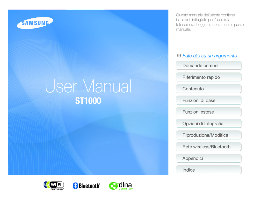 Samsung EC-ST1000BPGIT, EC-ST1000BPBIT manual 