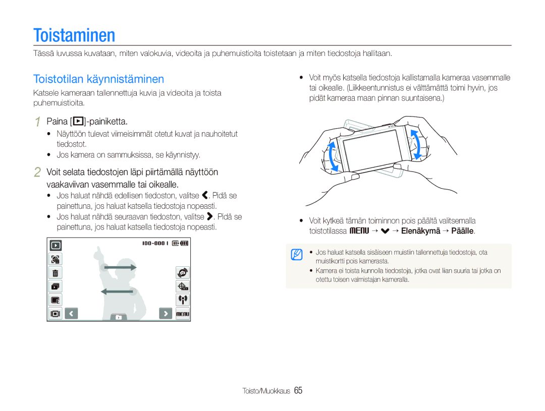 Samsung EC-ST1000BPBE2, EC-ST1000BPRE2 manual Toistaminen, Toistotilan käynnistäminen, Paina P-painiketta, Toisto/Muokkaus 