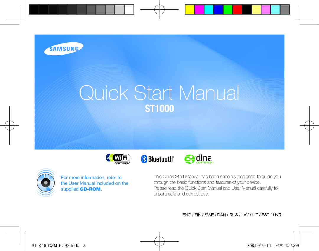 Samsung EC-ST1000BPGIT, EC-ST1000BPBIT manual 