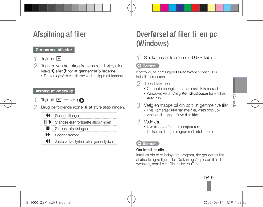 Samsung EC-ST1000BPBFR, EC-ST1000BPSE1 Afspilning af filer, Overførsel af filer til en pc Windows, DA-9, Gennemse billeder 