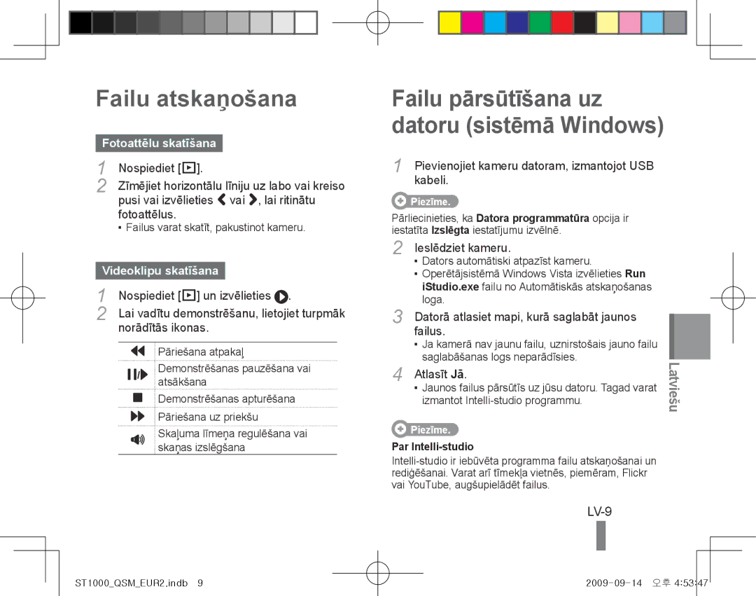 Samsung EC-ST1000BPSVN, EC-ST1000BPSE1, EC-ST1000BPRFR Failu atskaņošana, LV-9, Fotoattēlu skatīšana, Videoklipu skatīšana 