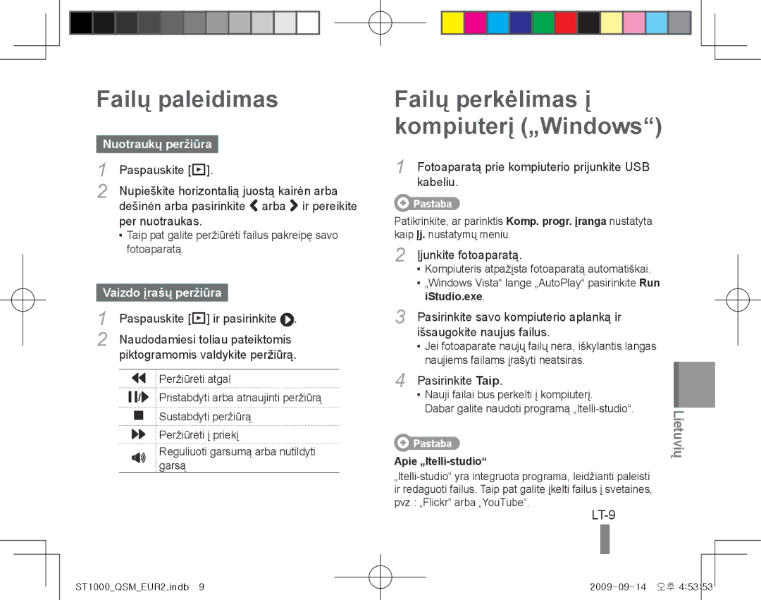 Samsung EC-ST1000BPRRU, EC-ST1000BPSE1 Failų paleidimas, Failų perkėlimas į kompiuterį „Windows, LT-9, Nuotraukų peržiūra 