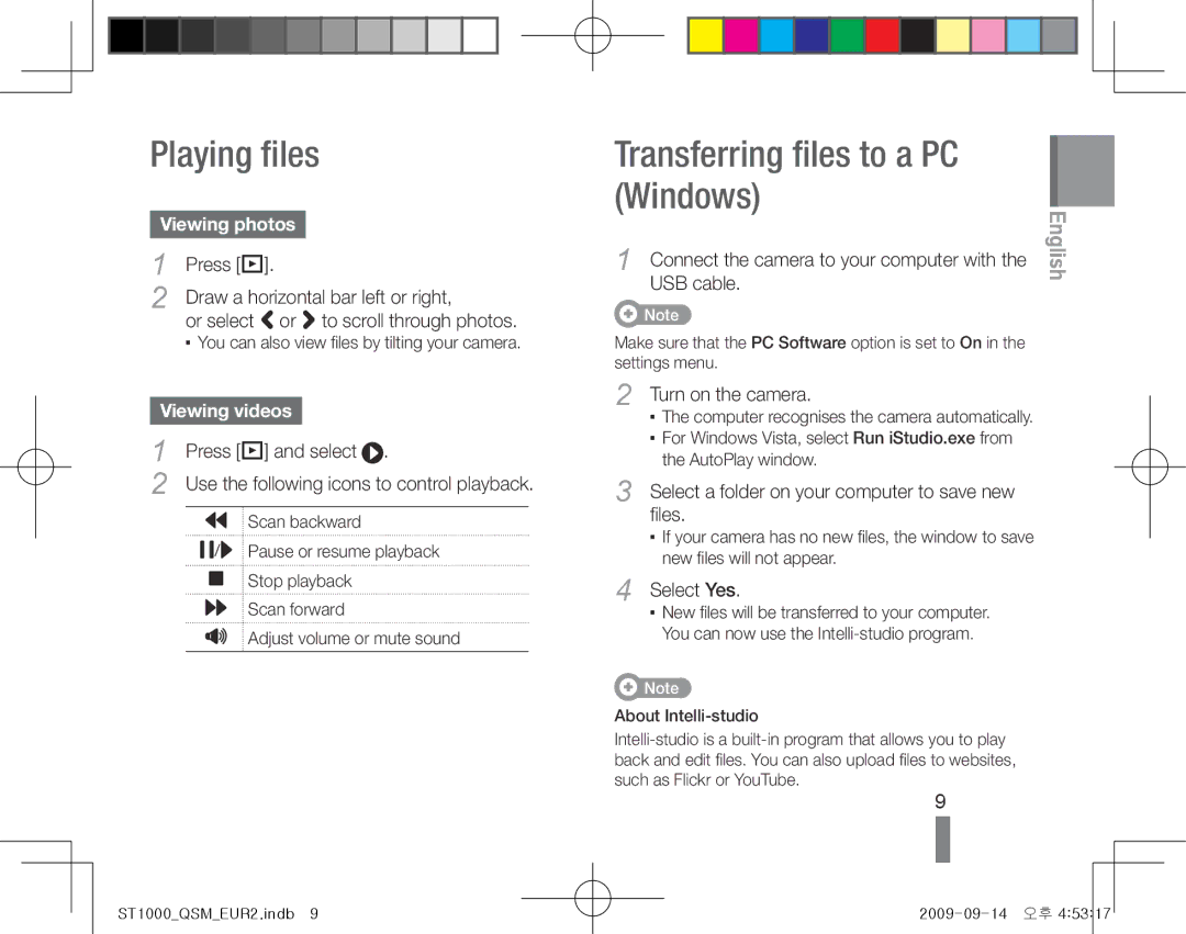 Samsung EC-ST1000BPSE3, EC-ST1000BPSE1 Playing files, Transferring files to a PC Windows, Viewing photos, Viewing videos 