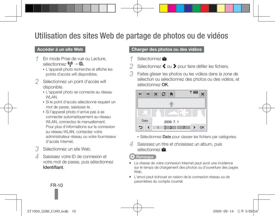 Samsung EC-ST1000BPSE2 manual Utilisation des sites Web de partage de photos ou de vidéos, FR-10, Accéder à un site Web 