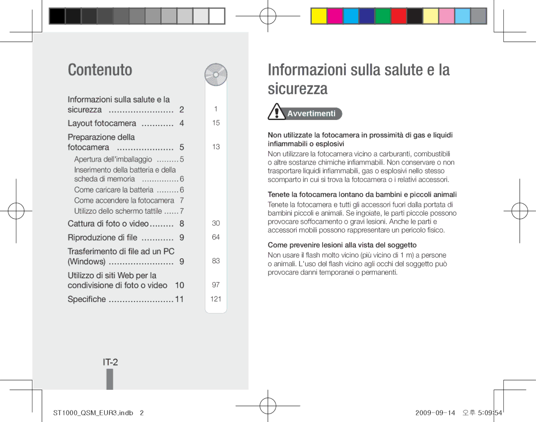 Samsung EC-ST1000BPRRU, EC-ST1000BPSE1, EC-ST1000BPRFR manual Contenuto, Informazioni sulla salute e la sicurezza, IT-2 