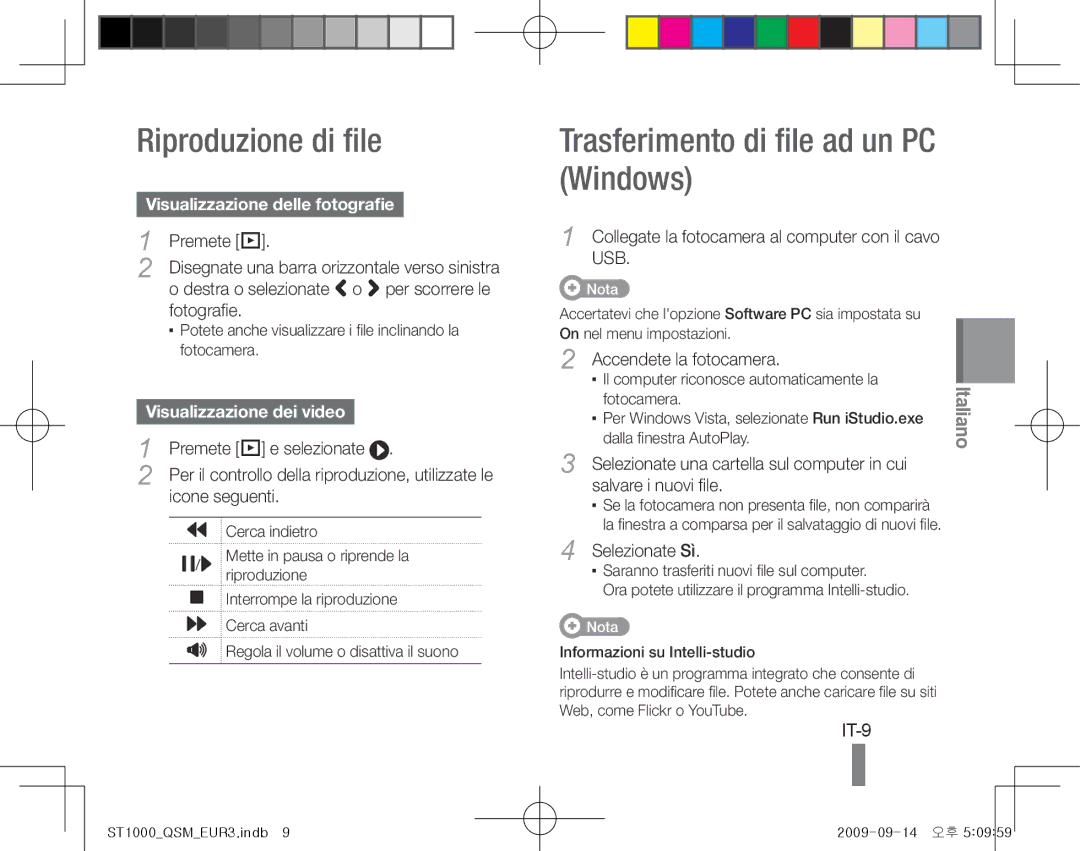 Samsung EC-ST1000BPBFR, EC-ST1000BPSE1, EC-ST1000BPRFR Riproduzione di file, Trasferimento di file ad un PC Windows, IT-9 