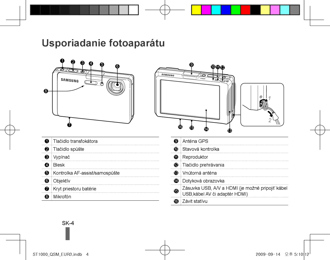 Samsung EC-ST1000BPRE2, EC-ST1000BPSE1, EC-ST1000BPRFR, EC-ST1000BPBFR, EC-ST1000BPBE1 manual Usporiadanie fotoaparátu, SK-4 