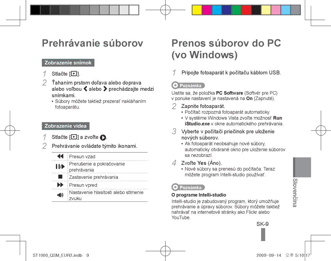 Samsung EC-ST1000BPRRU Prehrávanie súborov, Prenos súborov do PC vo Windows, SK-9, Zobrazenie snímok, Zobrazenie videa 