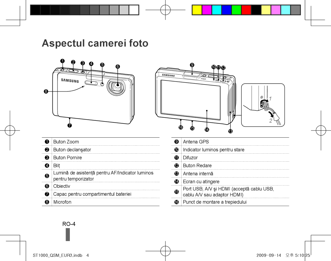 Samsung EC-ST1000BPGZA, EC-ST1000BPSE1, EC-ST1000BPRFR, EC-ST1000BPBFR, EC-ST1000BPBE1 manual Aspectul camerei foto, RO-4 